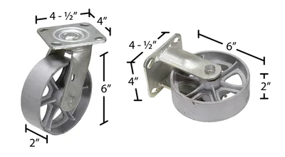 Vestil H-CK3-SC6-2 Semi-Steel Caster Kit - dimensional drawing