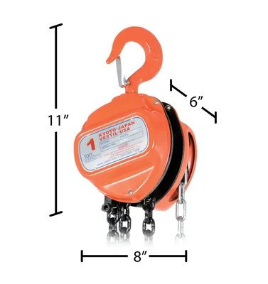 Vestil HCH-2-20 Steel Manual Chain Hoist - dimensional drawing