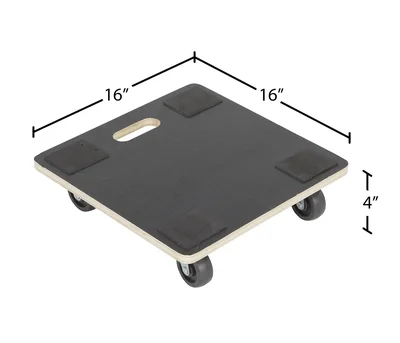 Vestil HDOS-SQ-1616-400 Hardwood Square Dolly Deck - dimensional drawing