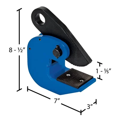 Vestil HPC-40 Steel Horizontal Plate Clamp - dimensional drawing