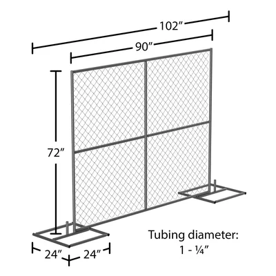 Vestil HRAIL-9072 Steel Construction Barrier System - dimensional drawing