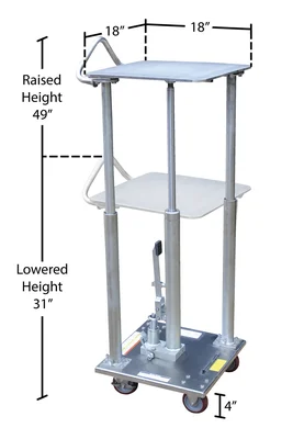 Vestil HT-05-1818A-PSS Partially Stainless Steel Hydraulic Post Table - dimensional drawing