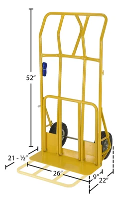 Vestil HTWL-600-PN Steel Hand Truck Wide Load Pneumatic Wheels - dimensional drawing