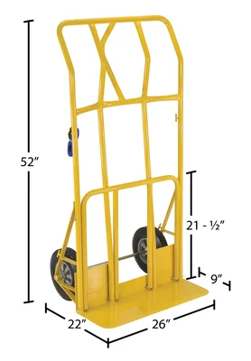 Vestil HTWL-800-HR Steel Hand Truck Wide Load Hard Rubber Wheels - dimensional drawing