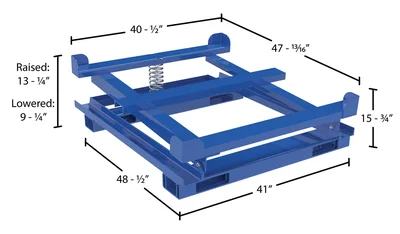Vestil Steel Intermediate Bulk Container Tilt Stand with Fork Pockets 48-1/2 In. x 15-3/4 In. 4400 Lb. Capacity Blue - dimensional drawing