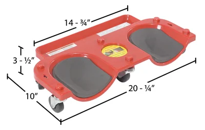 Vestil KNEE-D Plastic Rolling Knee Dolly - dimensional drawing