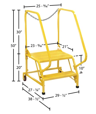 Vestil LAD-MM-2-P-YL Steel Maintenance Ladder - dimensional drawing