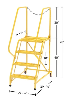 Vestil LAD-MM-4-G-YL Steel Maintenance Ladder - dimensional drawing