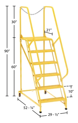 Vestil LAD-MM-6-P-YL Steel Maintenance Ladder - dimensional drawing