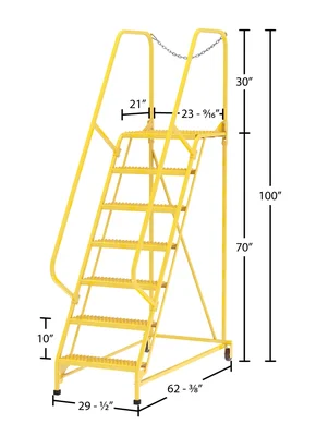 Vestil LAD-MM-7-G-YL Steel Maintenance Ladder - dimensional drawing