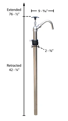 Vestil LDP-SS-316 Bung Stainless Steel Hand Drum Pump - dimensional drawing