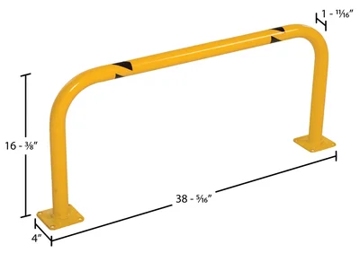 Vestil Steel Low Profile Rack Guard Bollard 36 In. Length Yellow - dimensional drawing