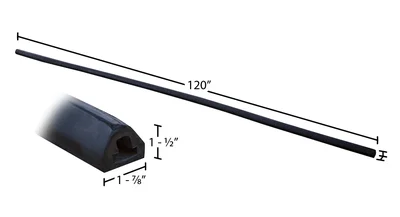 Vestil M-2-120 Extruded Rubber Fender Bumper - dimensional drawing