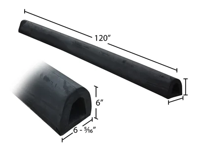 Vestil M-6-120 Extruded Rubber Fender Bumper - dimensional drawing