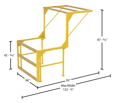 Vestil Steel Mezzanine Safety Gate Knockdown 87-3/16 In x 96 In x 87-9/16 In Yellow - dimensional drawing