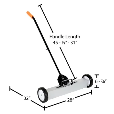 Vestil MFSR-24 Aluminum Magnetic Sweeper Handle Release - dimensional drawing