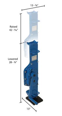 Vestil Mechanical Machinery Jack 13 In. x 13-5/8 In. x 42-5/16 In. 10,000 Lb. Capacity Blue - dimensional drawing