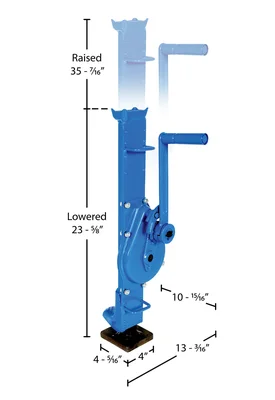 Vestil Mechanical Machinery Jack 13-3/16 In. x 10-15/16 In. x 35-7/16 In. 3000 Lb. Capacity Blue - dimensional drawing