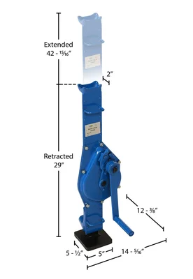Vestil Mechanical Machinery Jack 12-3/8 In. x 14-5/16 In. x 42-15/16 In. 6000 Lb. Capacity Blue - dimensional drawing