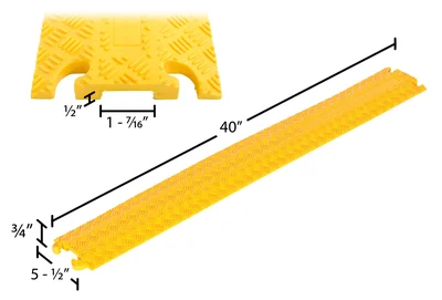 Vestil MRHR-39-YL Rubber Anti-Slip Cable Guard - dimensional drawing