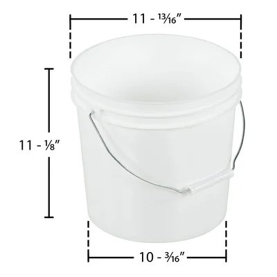 Vestil PAIL-35-PWS High Density Polyethylene Open Head Pail with Steel Handle 3-1/2 Gallon White - dimensional drawing