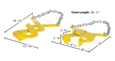 Vestil PAL-21 Steel Double Scissor Pallet Puller 4 In. Jaw Opening 5000 Lb. Pulling Capacity Yellow - dimensional drawing