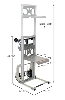 Vestil PALL-200 Aluminum Portable Load Lifter - dimensional drawing