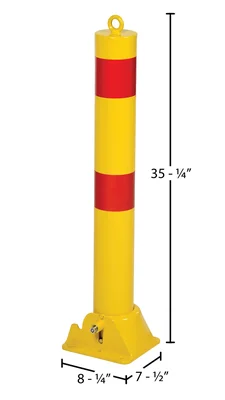 Vestil PARK-P-108-FD Steel Fold Down Bollard - dimensional drawing