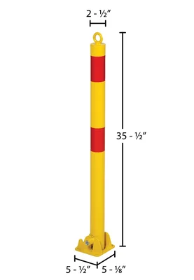 Vestil PARK-P-60-FD Steel Fold Down Bollard - dimensional drawing