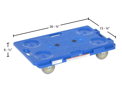 Vestil PCS-1626 Interlocking Plastic Dolly - dimensional drawing