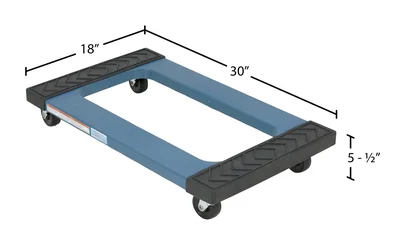 Vestil PDOC-1830 Plastic Dolly with Rubber Ends - dimensional drawing