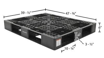 Vestil PLP2-4840-BLACK Plastic Pallets and Skids - dimensional drawing