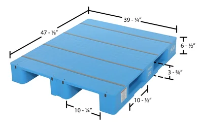 Vestil PLPS-H High Density Polyethylene Solid Top Rackable Pallet/Skid - dimensional drawing