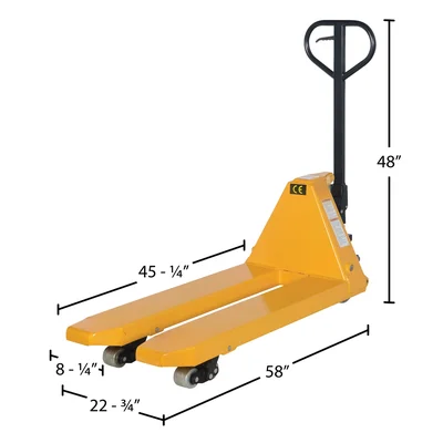 Vestil PM10-2245 Steel Full Featured Pallet Truck - dimensional drawing
