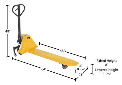 Vestil PM2-SF-848 Steel Pallet Master Single Fork - dimensional drawing
