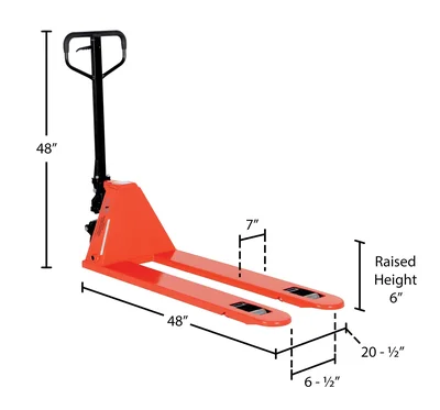 Vestil PM4-2048-LP Steel Low Profile Pallet Truck - dimensional drawing