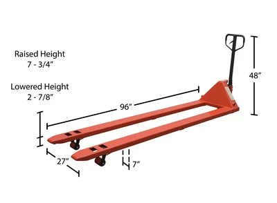 Vestil PM4-2796 Steel Full Featured Pallet Truck - dimensional drawing