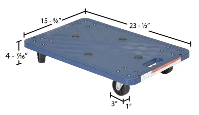 Vestil POS-1624 Polyethylene Dolly - dimensional drawing