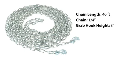 Vestil PPC-40 Steel Chain with Grab Hook - dimensional drawing