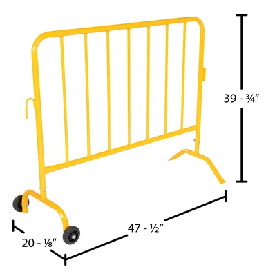 Vestil PRAIL-48-Y-W Steel Crowd Control Interlocking Barrier with Feet - dimensional drawing