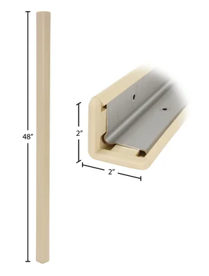 Vestil PVC-A-2-BG PVC Plastic Corner Protector with Aluminum Insert 90 Degree Beige - dimensional drawing