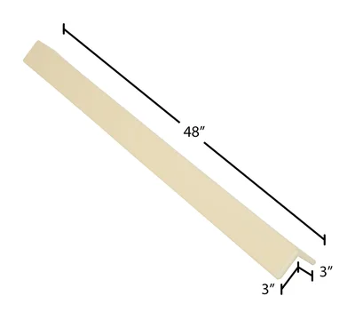 Vestil PVC Plastic Corner Protector with Aluminum Insert 3 In. x 3 In. x 48 In. 90 Degree Beige - dimensional drawing