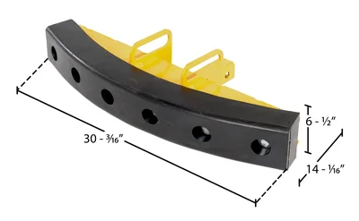 Vestil Steel/Rubber Push Bumper-Attachment to 2 In. Receiver 14-1/16 In. x 30-3/16 In. x 6-1/2 In. Yellow/Black - dimensional drawing