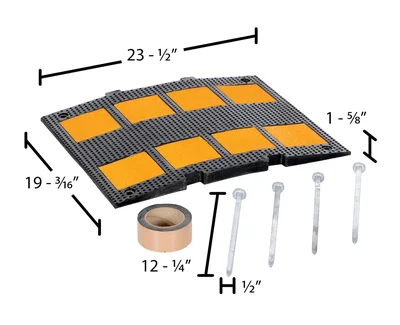 Vestil RSH-108-M-A Rubber Speed Hump Middle Section Asphalt Hardware - dimensional drawing