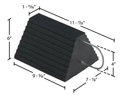 Vestil RWC-9-U Molded Rubber Wheel Chock U Handle - dimensional drawing