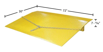 Vestil Steel Truck Dock Plate 30 In. x 72 In. x 7-11/16 In. 13,200 Lb. Capacity Yellow - dimensional drawing