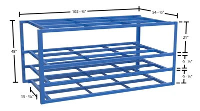 Vestil Steel Sheet Rack 1 Large Top Shelf 102-3/4 In. x 54-1/2 In. x 48 In. 2,000 Lb. Capacity Per Shelf Blue - dimensional drawing
