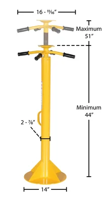 Vestil SJ-40 Steel Economy Stabilizing Jack with Flat Base - dimensional drawing