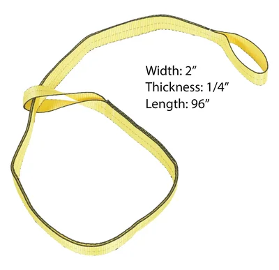 Vestil SLD-2-F-8-YL Polyester Lifting Web Sling - dimensional drawing