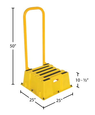 Vestil Polyethylene Nestable with Handrails 1 Step 500 Lb. Capacity Yellow - dimensional drawing